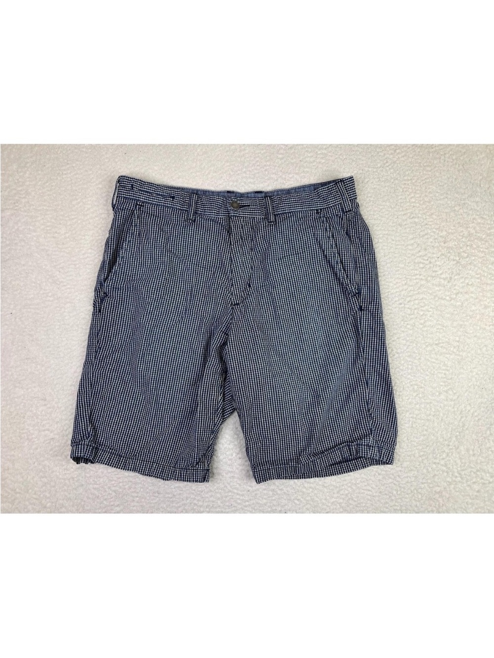 GAP Men's Navy and White Mini Gingham Flat-Front Shorts size 33